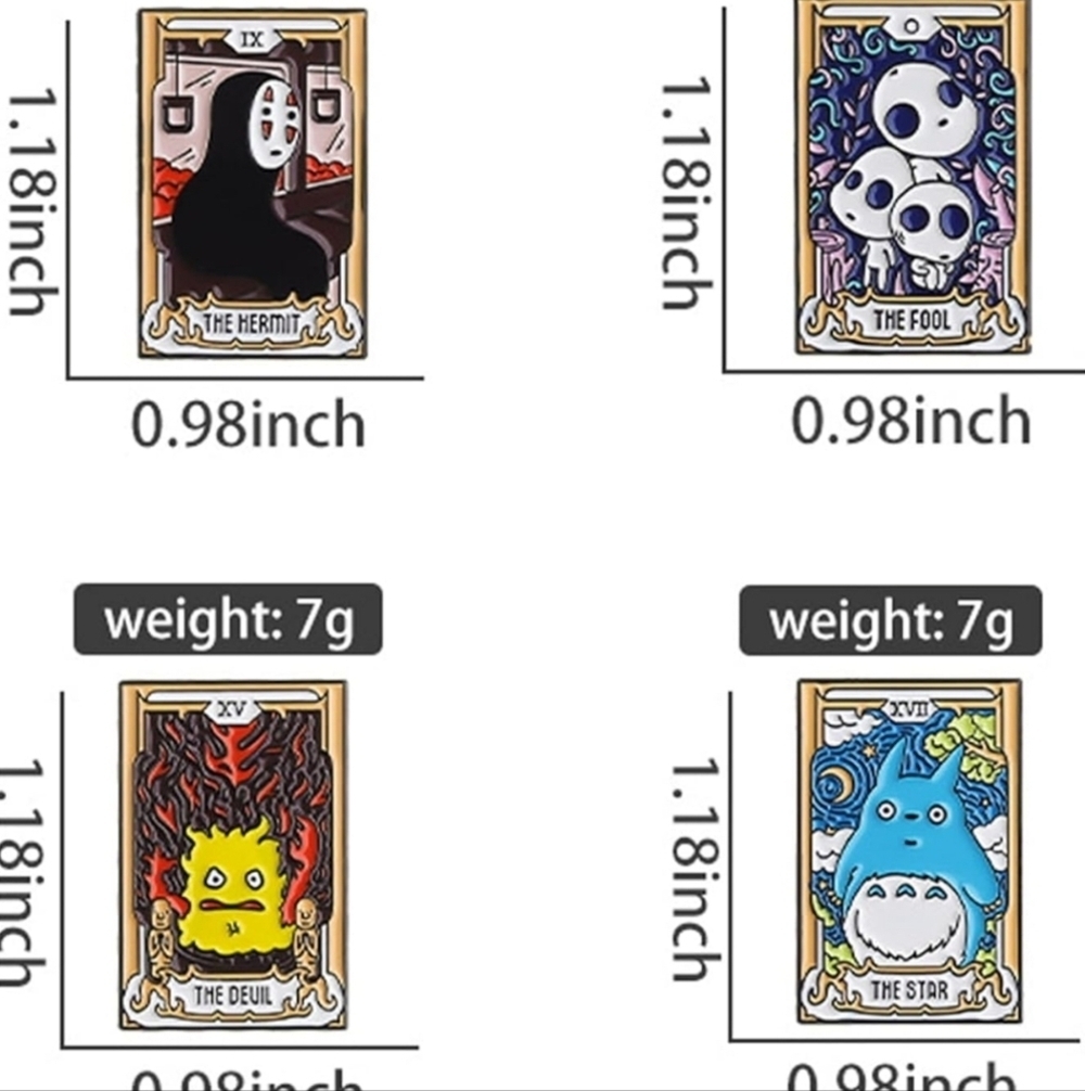 Cute Tarot Card enamel pin set studio Ghibli Disney howls moving castle anime